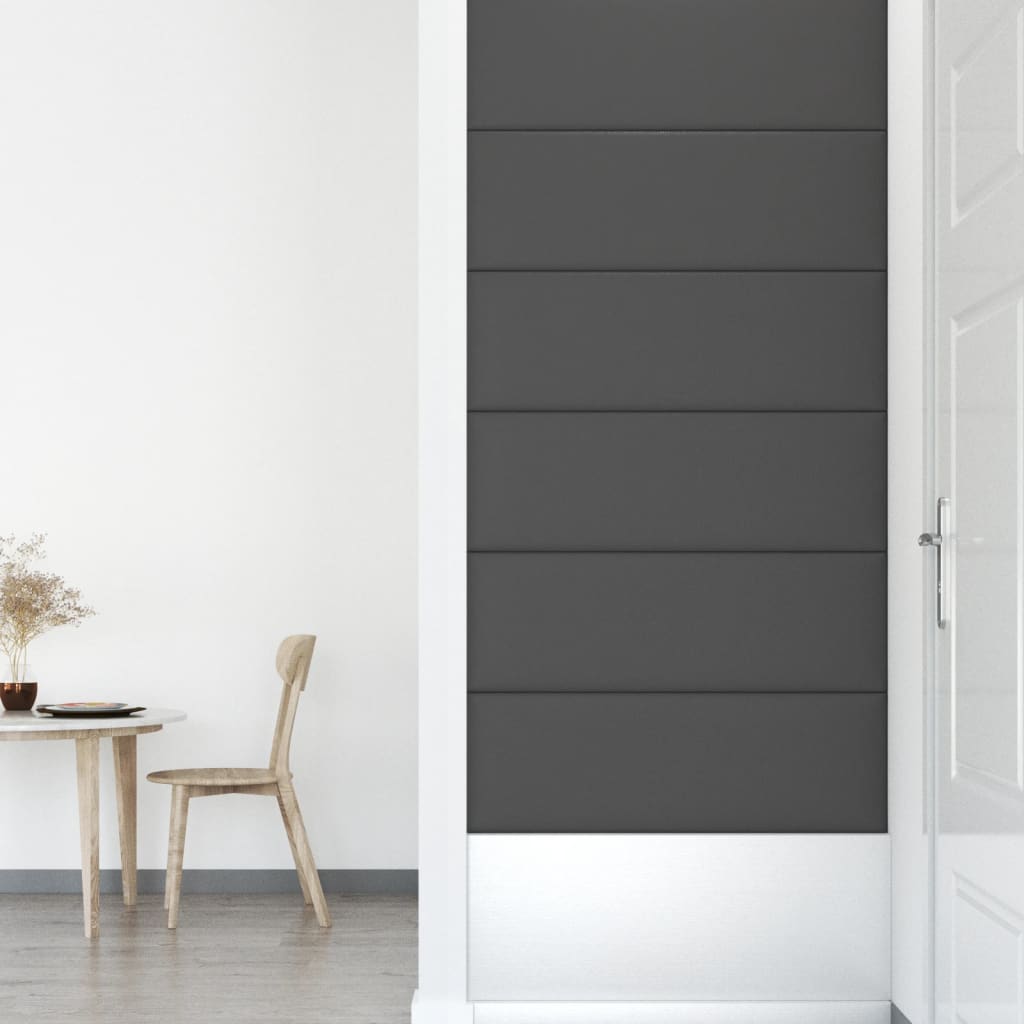 Vægpaneler 12 stk. Grå 90x30 cm kunstlæder 3,24 m²
