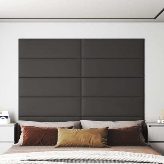 Vægpaneler 12 stk. Grå 90x30 cm kunstlæder 3,24 m²
