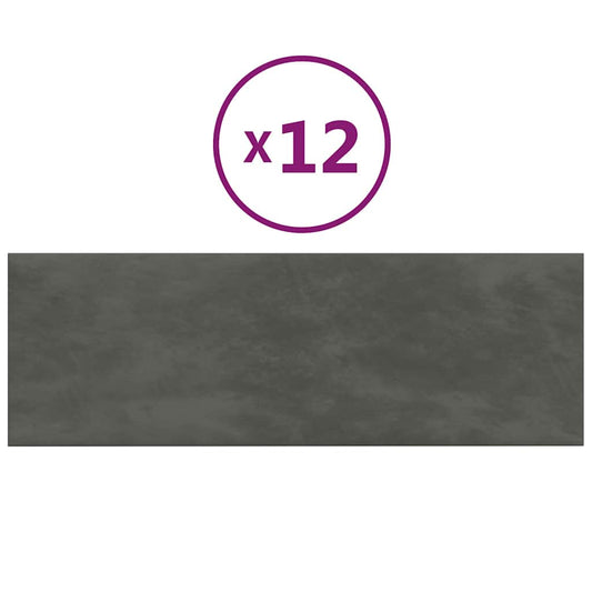 Wandpaneele 12 Stk. Dunkelgrau 90x30 cm Samt 3,24 m²