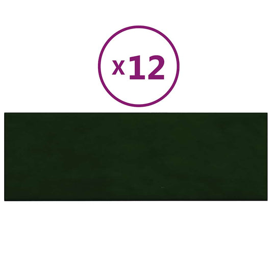 Wandpaneele 12 Stk. Dunkelgrün 90x30 cm Samt 3,24 m²
