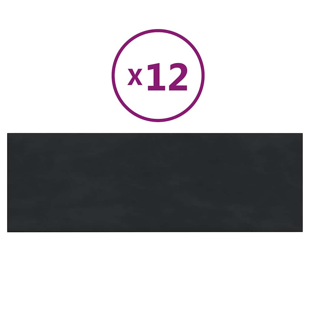 Wandpaneele 12 Stk. Schwarz 90x30 cm Samt 3,24 m²