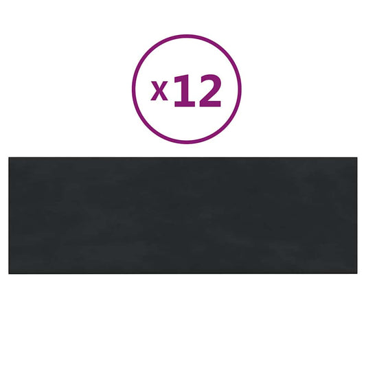 Wandpaneele 12 Stk. Schwarz 90x30 cm Samt 3,24 m²