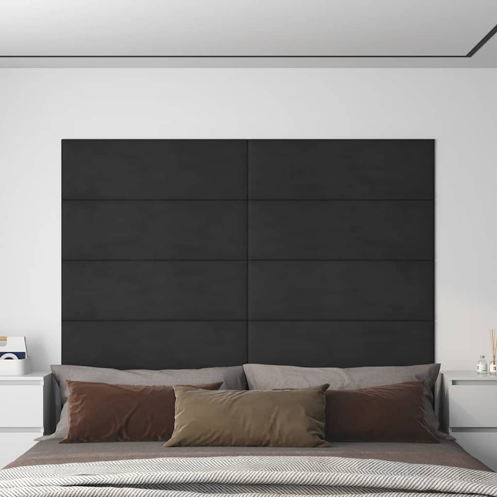 Wandpaneele 12 Stk. Schwarz 90x30 cm Samt 3,24 m²