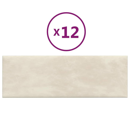 Wandpaneele 12 Stk. Creme 90x30 cm Samt 3,24 m²