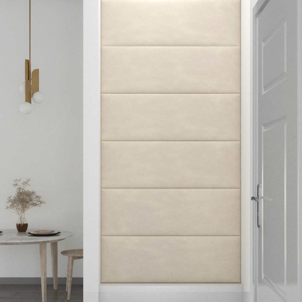 Wandpaneele 12 Stk. Creme 90x30 cm Samt 3,24 m²