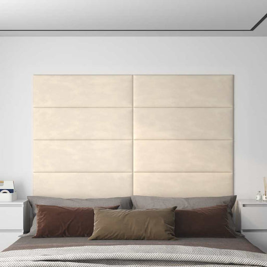 Wandpaneele 12 Stk. Creme 90x30 cm Samt 3,24 m²