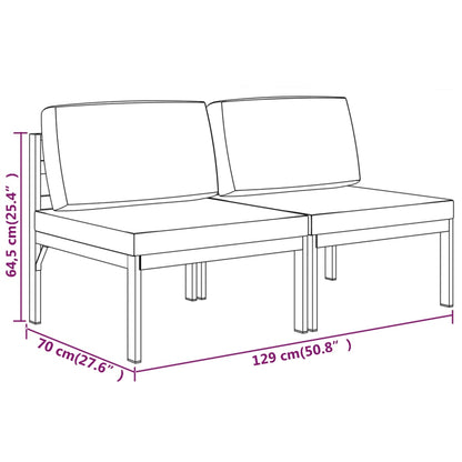 Gartensofa 2-Sitzer mit Kissen Aluminium Anthrazit