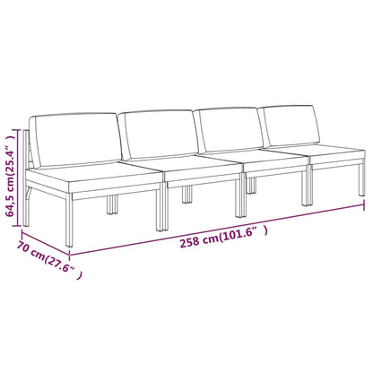 Gartensofa 4-Sitzer mit Kissen Aluminium Anthrazit