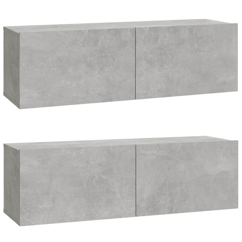 TV overskabe 2 stk Betongrå 100x30x30 cm træmateriale