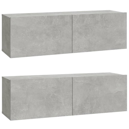 TV overskabe 2 stk Betongrå 100x30x30 cm træmateriale
