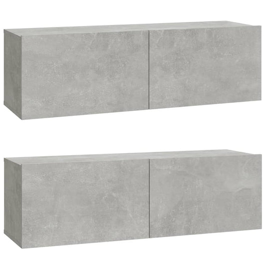 TV overskabe 2 stk Betongrå 100x30x30 cm træmateriale