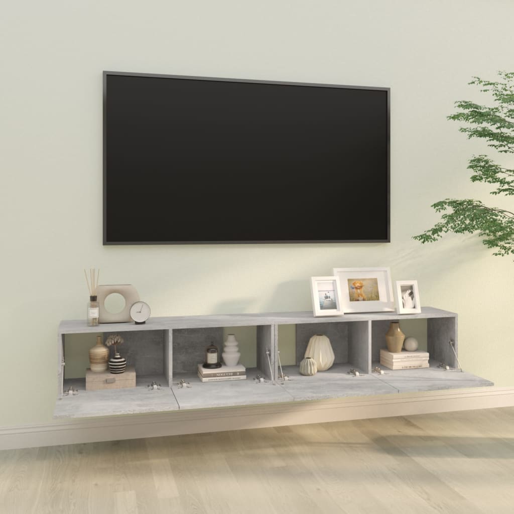 TV overskabe 2 stk Betongrå 100x30x30 cm træmateriale