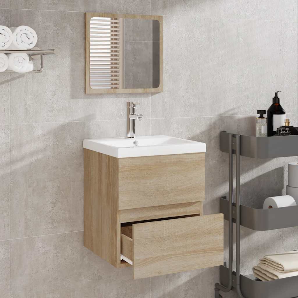 Badschrank mit Spiegel Sonoma-Eiche Holzwerkstoff