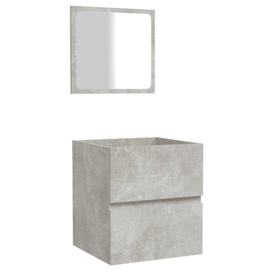 Badschrank mit Spiegel Betongrau Holzwerkstoff