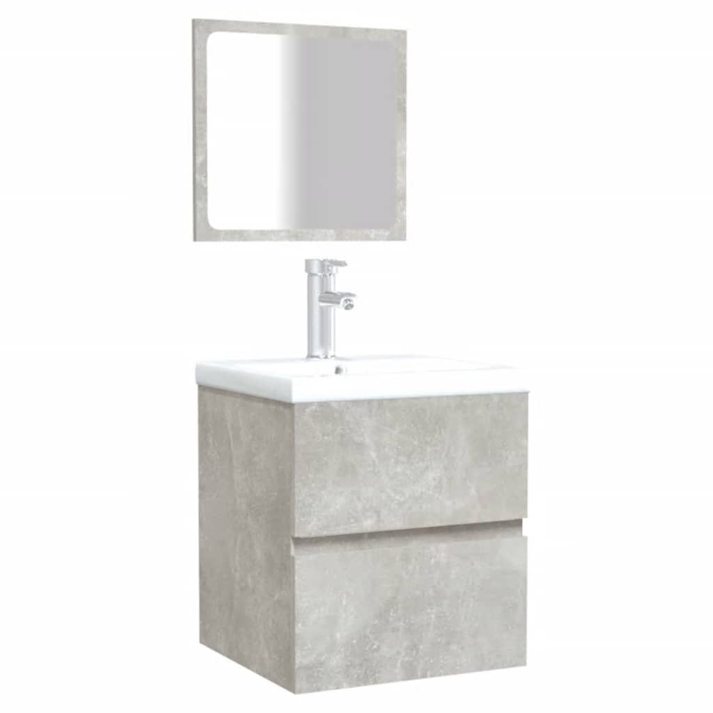Badschrank mit Spiegel Betongrau Holzwerkstoff