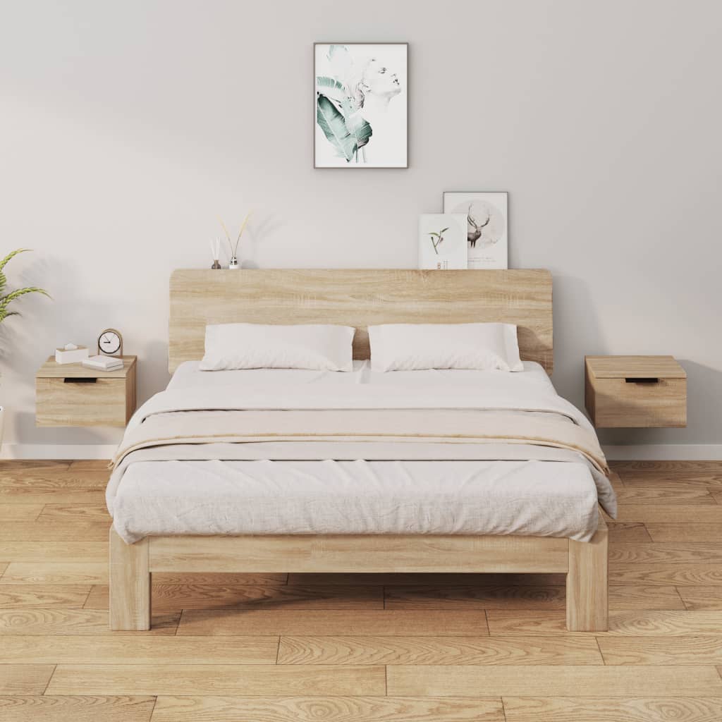 Wand-Nachttische 2 Stk. Sonoma-Eiche 34x30x20 cm