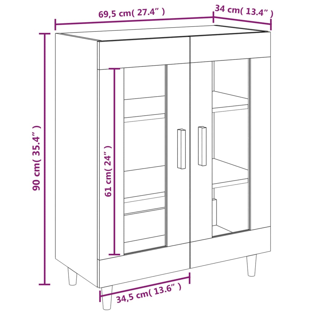 Sideboard Hochglanz-Weiß 69,5x34x90 cm Holzwerkstoff