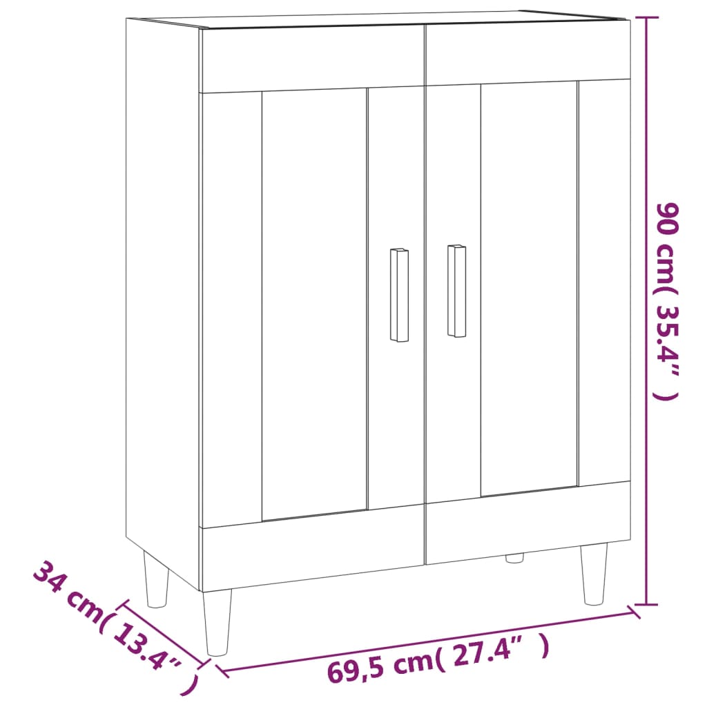 Skænk Hvid 69,5x34x90 cm Træ Materiale