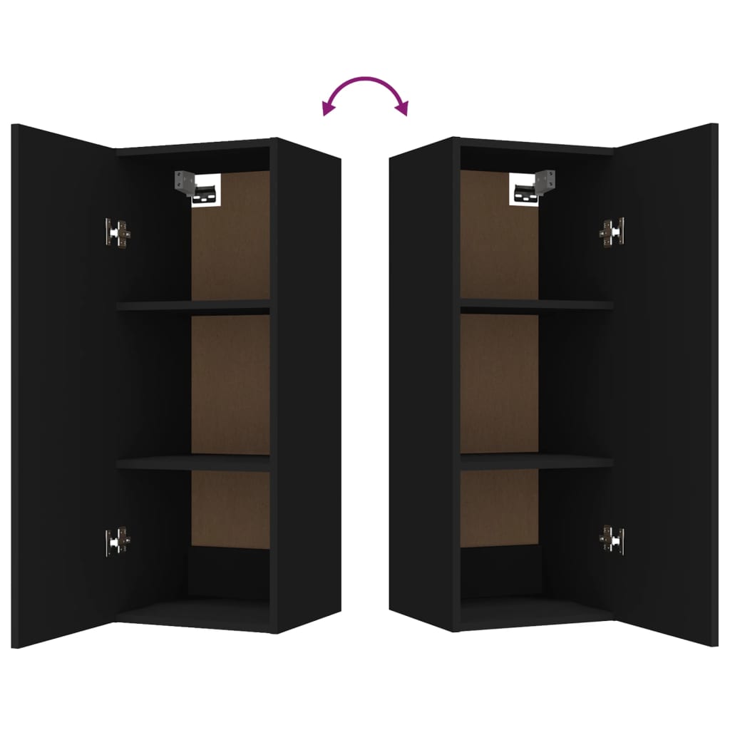 Wandschrank Schwarz 34,5x34x90 cm Holzwerkstoff