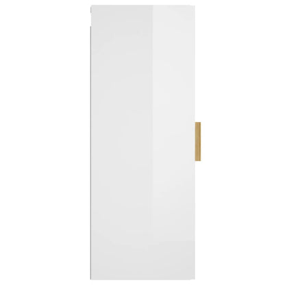 Wandschrank Hochglanz-Weiß 34,5x34x90 cm Holzwerkstoff