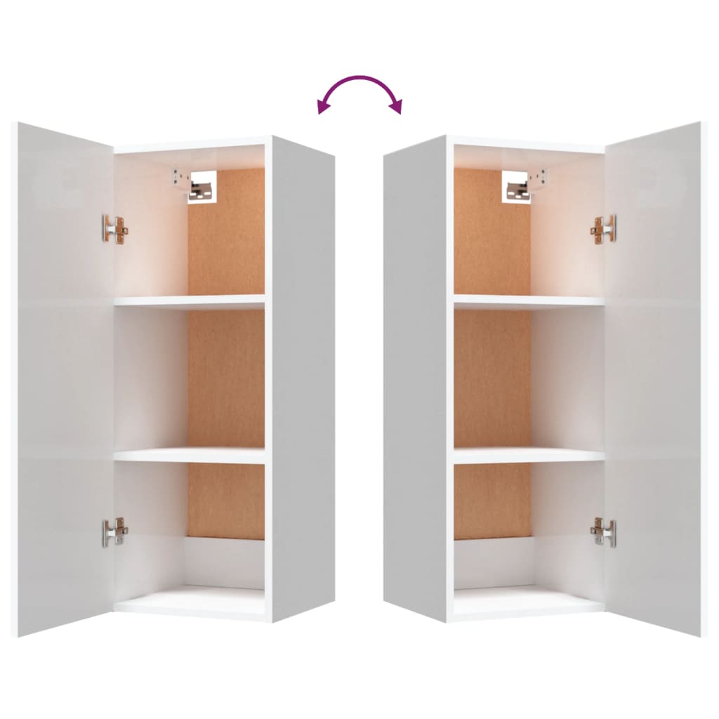Wandschrank Hochglanz-Weiß 34,5x34x90 cm Holzwerkstoff
