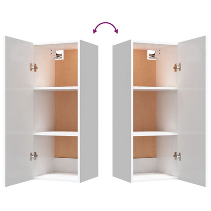 Wandschrank Hochglanz-Weiß 34,5x34x90 cm Holzwerkstoff