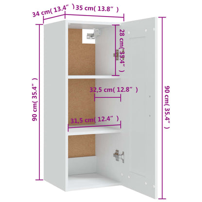Hängeschrank Weiß 35x34x90 cm Holzwerkstoff