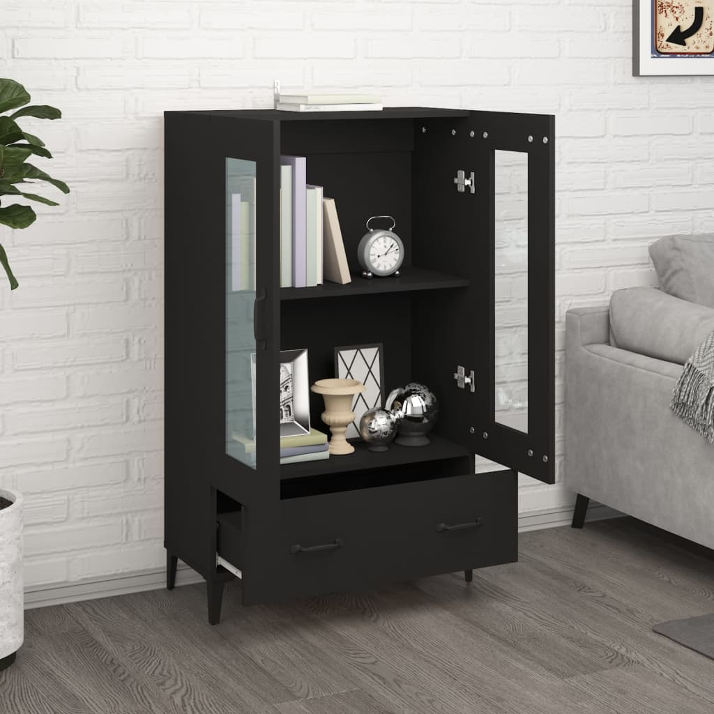 Highboard Sort 70x31x115 cm Træmateriale