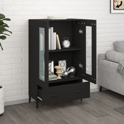 Highboard Sort 70x31x115 cm Træmateriale