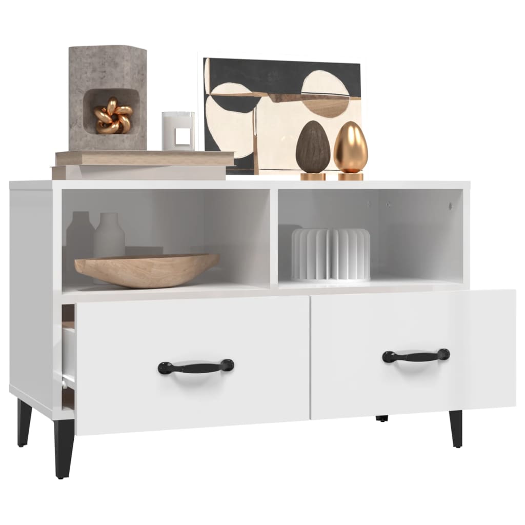 TV-Schrank Hochglanz-Weiß 80x36x50 cm Holzwerkstoff