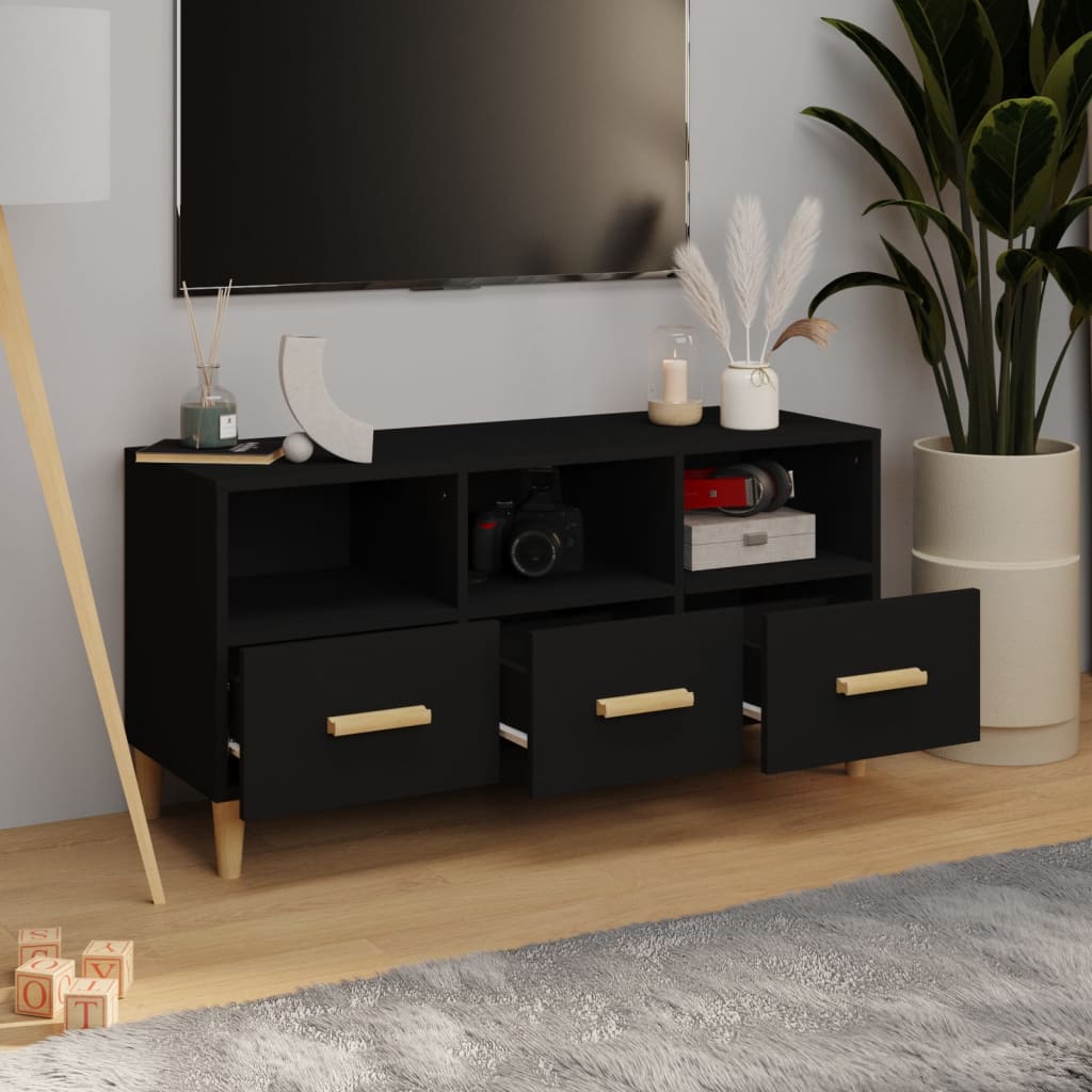 TV-skab Sort 102x36x50 cm Træ Materiale