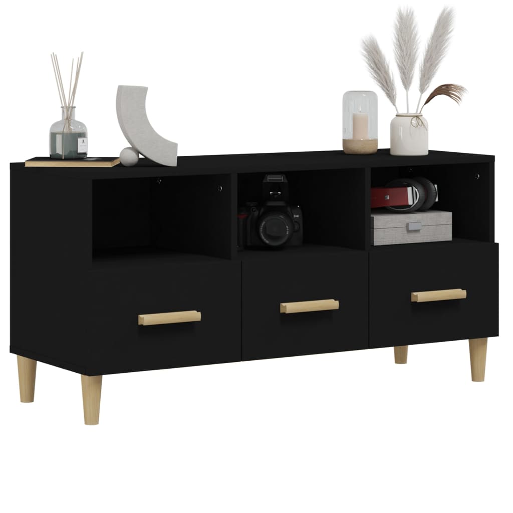 TV-skab Sort 102x36x50 cm Træ Materiale