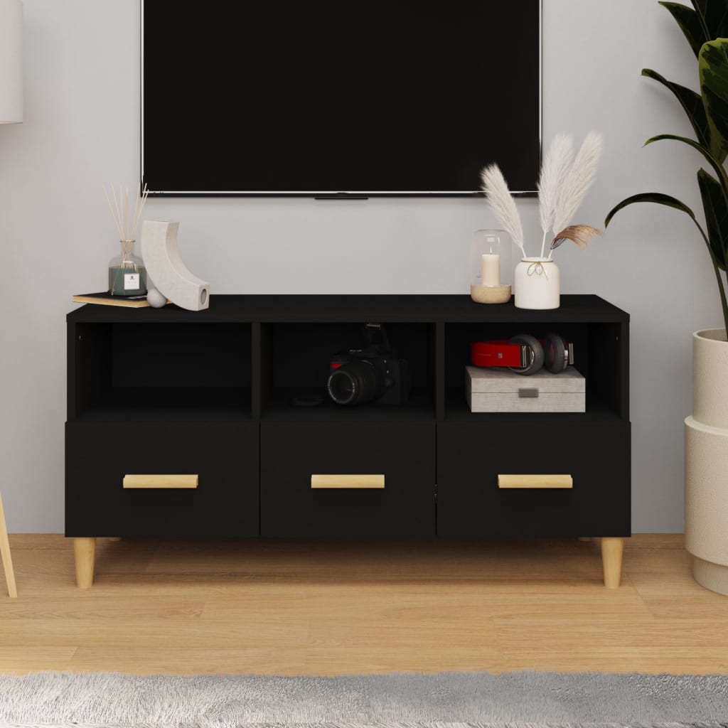 TV-skab Sort 102x36x50 cm Træ Materiale