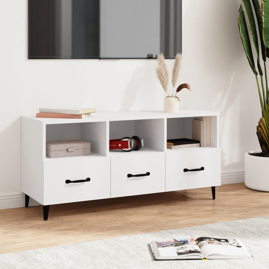 TV-skab Hvid 102x35x50 cm Træ Materiale