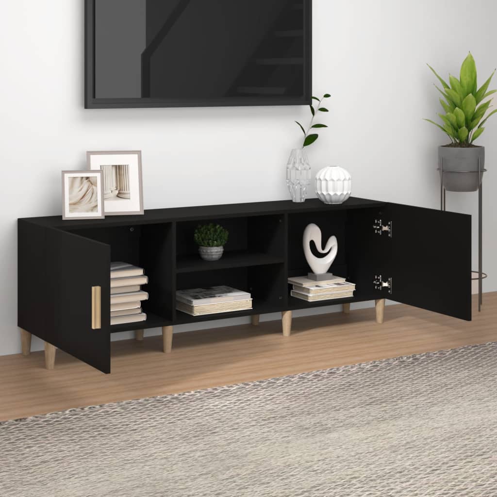 TV-skab Sort 150x30x50 cm Træ Materiale