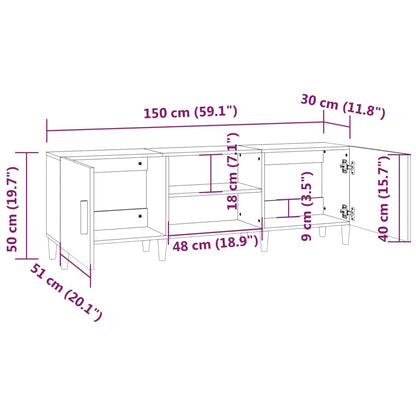 TV-skab Sort 150x30x50 cm Træ Materiale