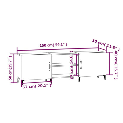 TV-skab Hvid 150x30x50 cm Træ Materiale