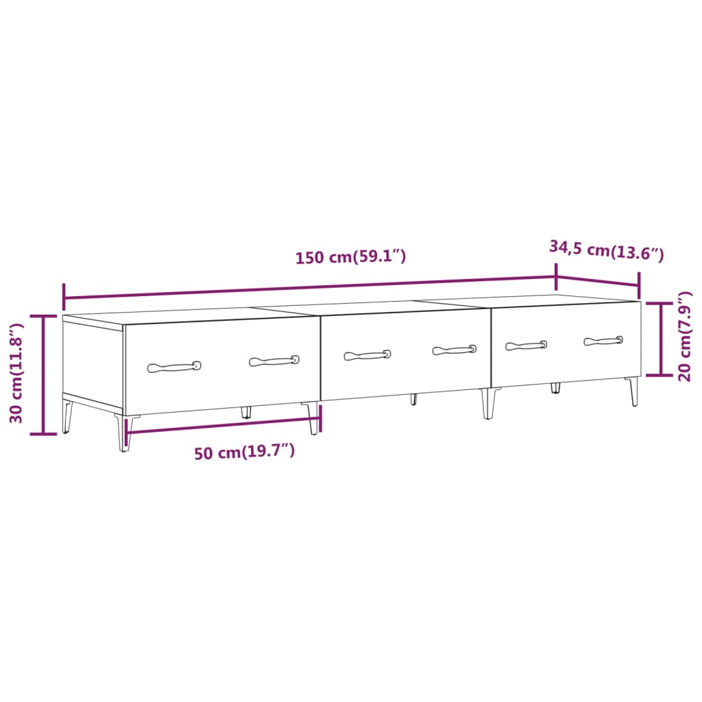 TV-skab Sort 150x34,5x30 cm Træ Materiale