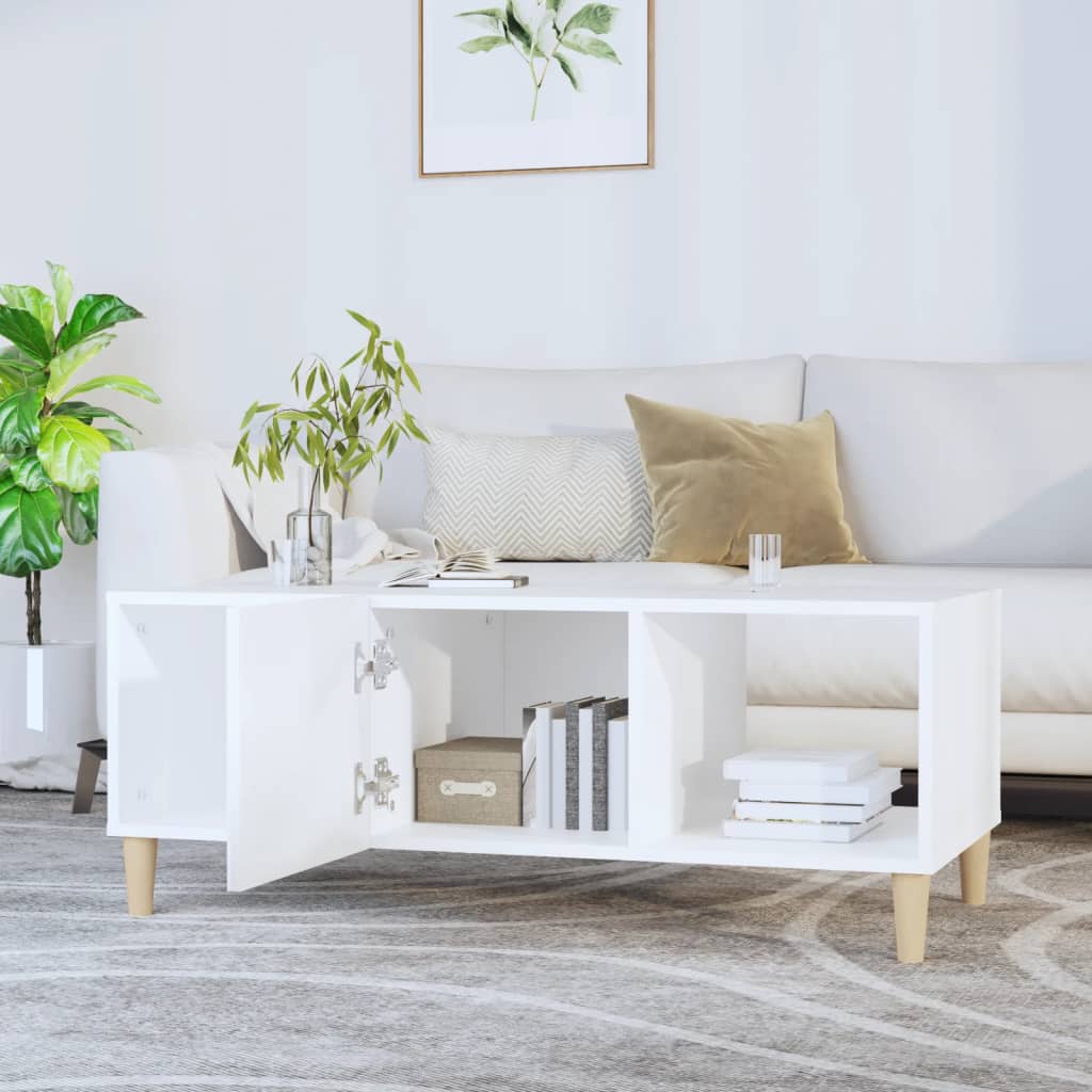 Sofabord Hvid 102x50x40 cm Træ Materiale