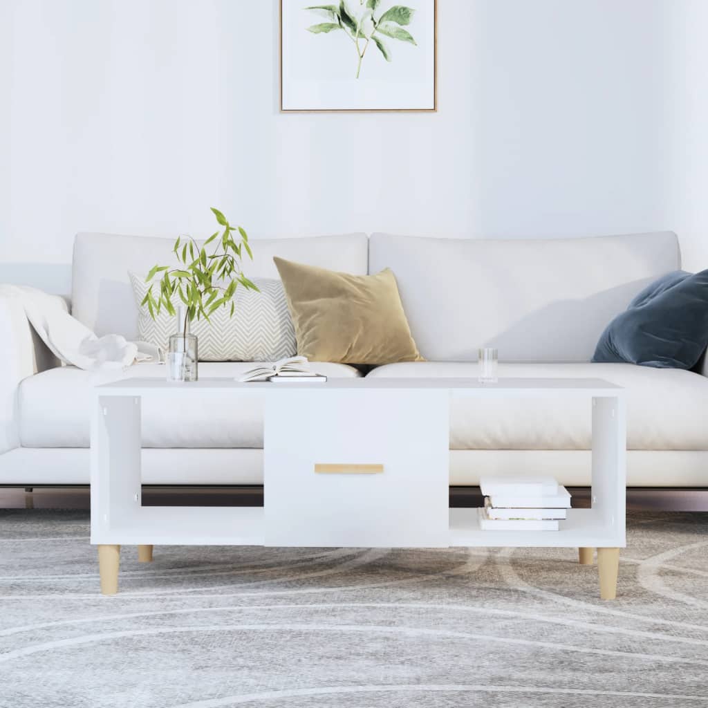 Sofabord Hvid 102x50x40 cm Træ Materiale