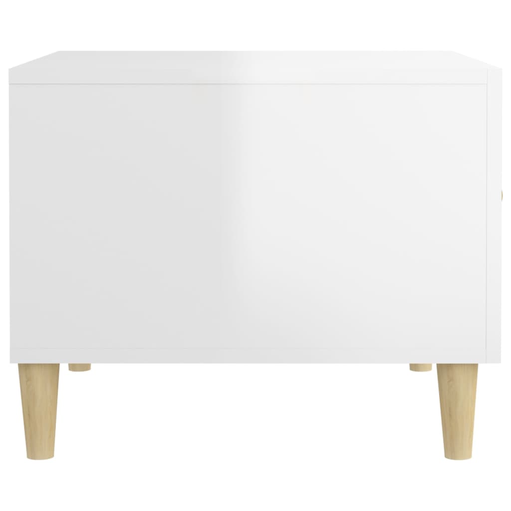 Sofaborde 2 stk Højglans hvid 50x50x40 cm træmateriale