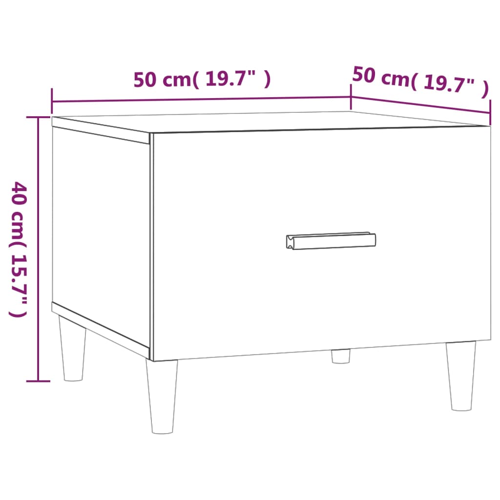 Sofaborde 2 stk Højglans hvid 50x50x40 cm træmateriale
