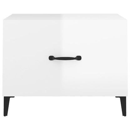Sofabord med metalben højglans hvid 50x50x40 cm
