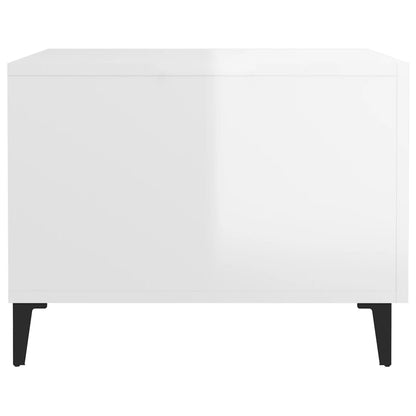 Sofabord med metalben højglans hvid 50x50x40 cm