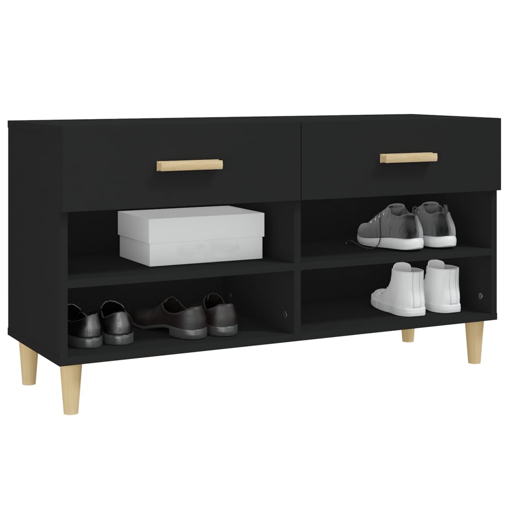 Skoskab Sort 102x35x55 cm Træmateriale