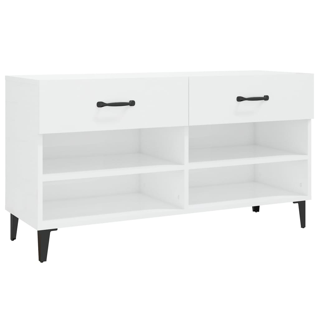 Skoskab højglans hvid 102x35x55 cm træmateriale
