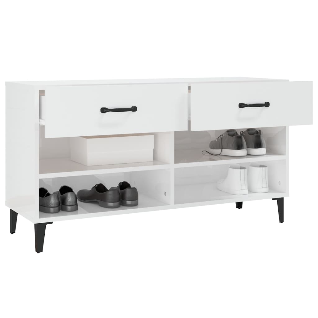 Skoskab højglans hvid 102x35x55 cm træmateriale