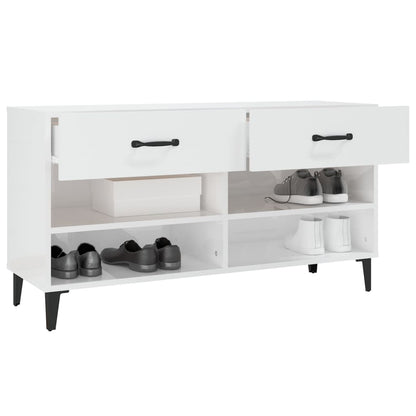 Skoskab højglans hvid 102x35x55 cm træmateriale