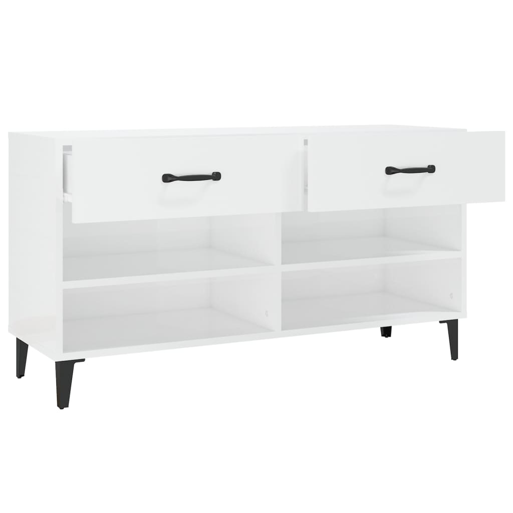 Skoskab højglans hvid 102x35x55 cm træmateriale