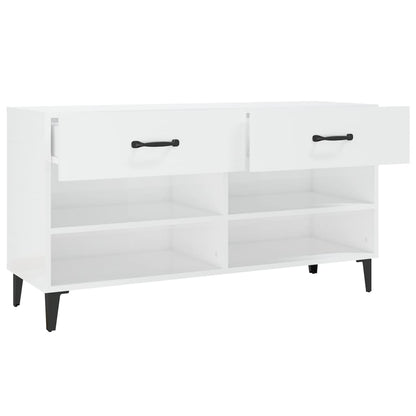 Skoskab højglans hvid 102x35x55 cm træmateriale